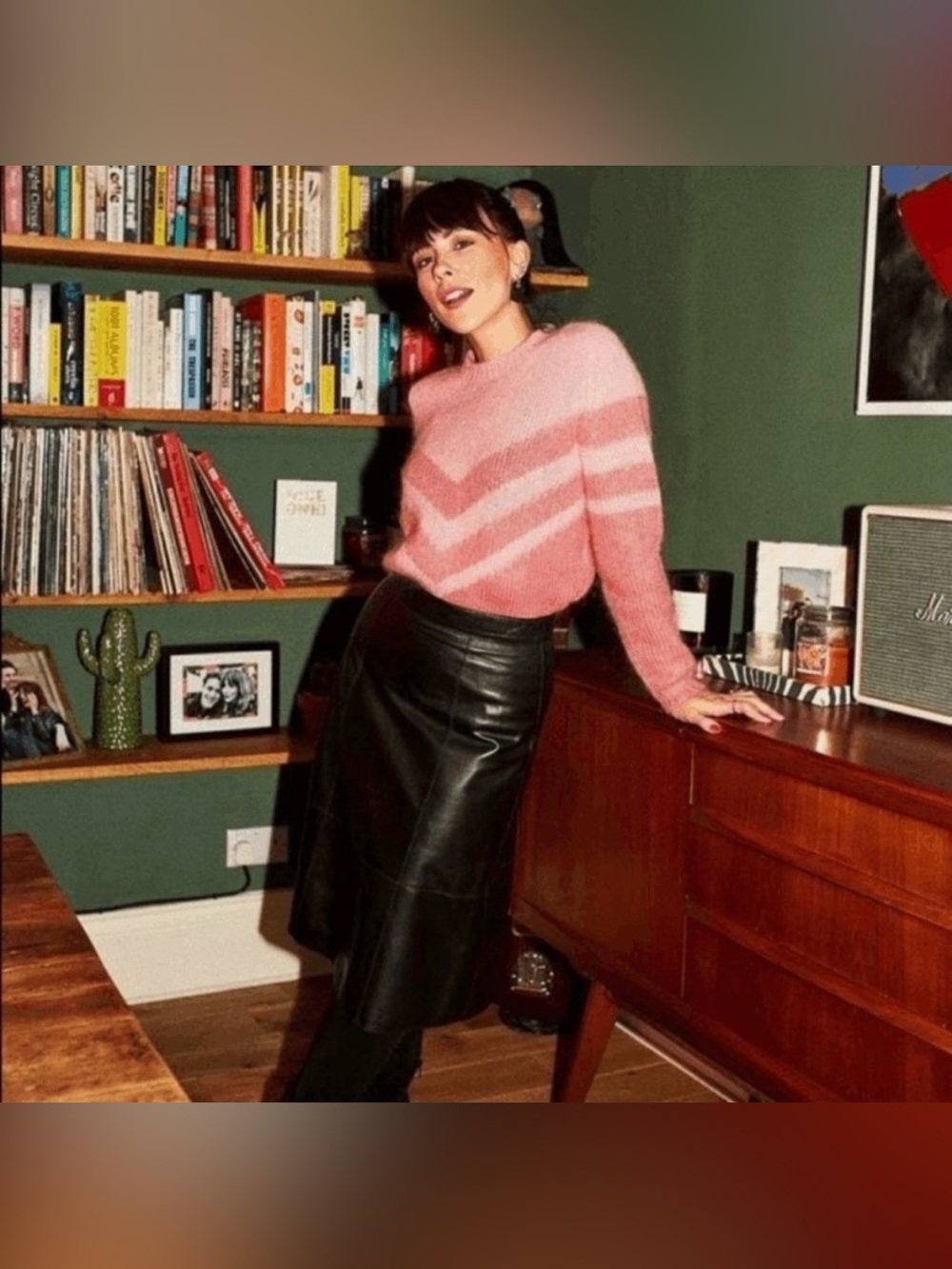 Sezane Joy Colorblock Chevron Mohair/Wool Blend Oversized Sweater Rose Size XS